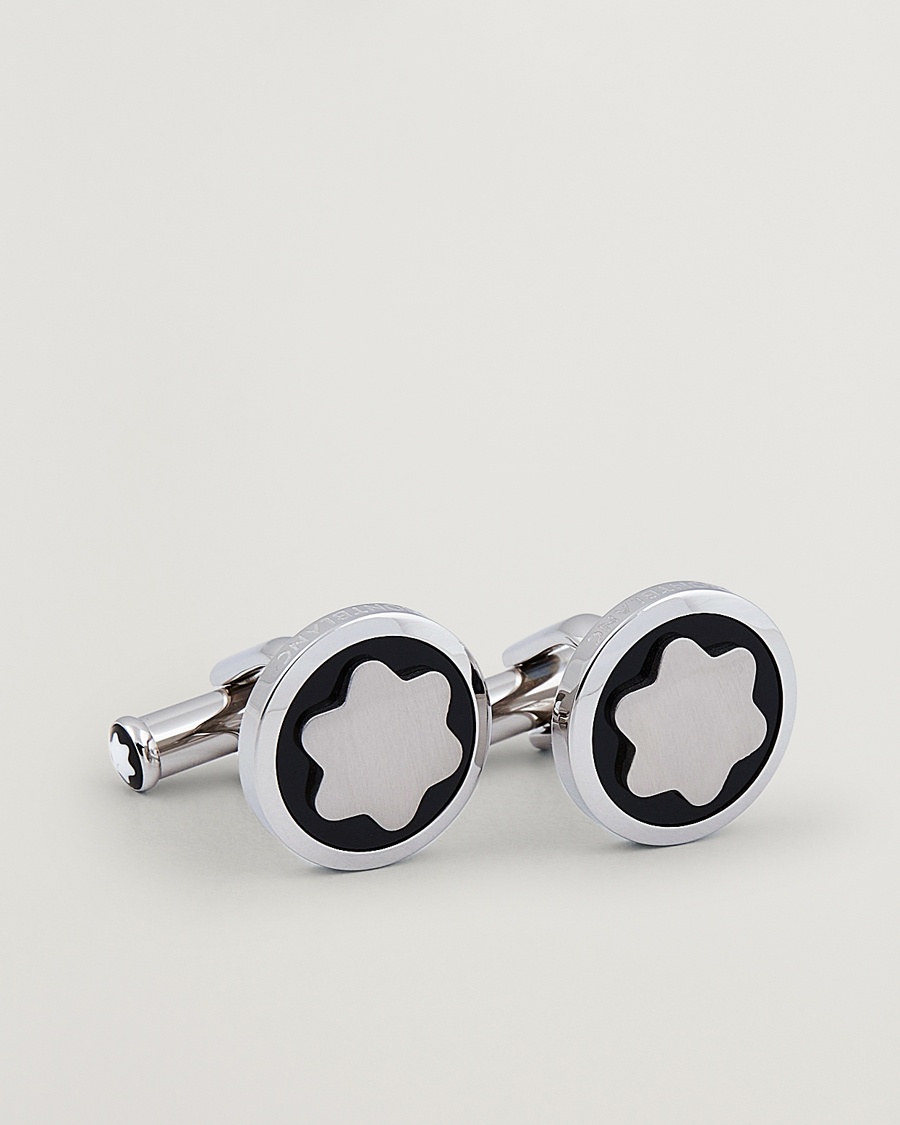 Montblanc Cufflinks Steel Snowcap Onyx – Silver