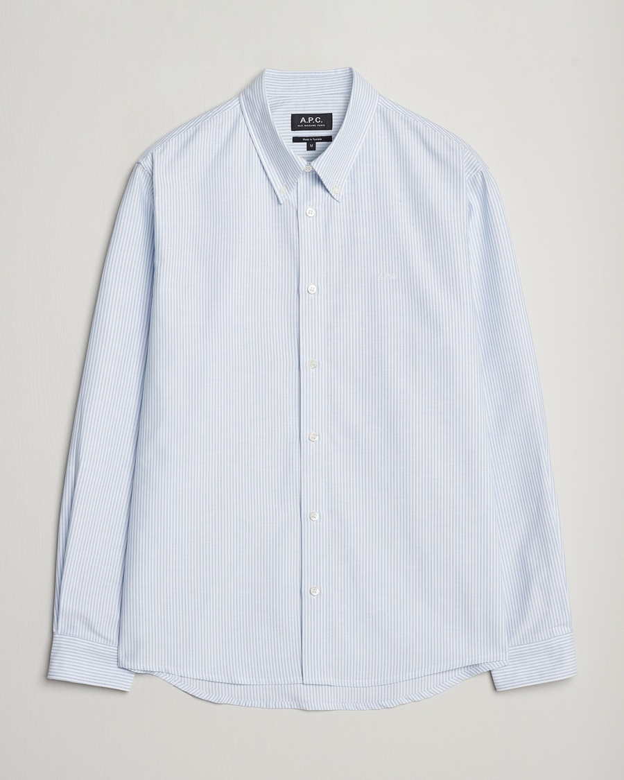 A.P.C. Greg Striped Oxford Shirt Blue/White – Blue