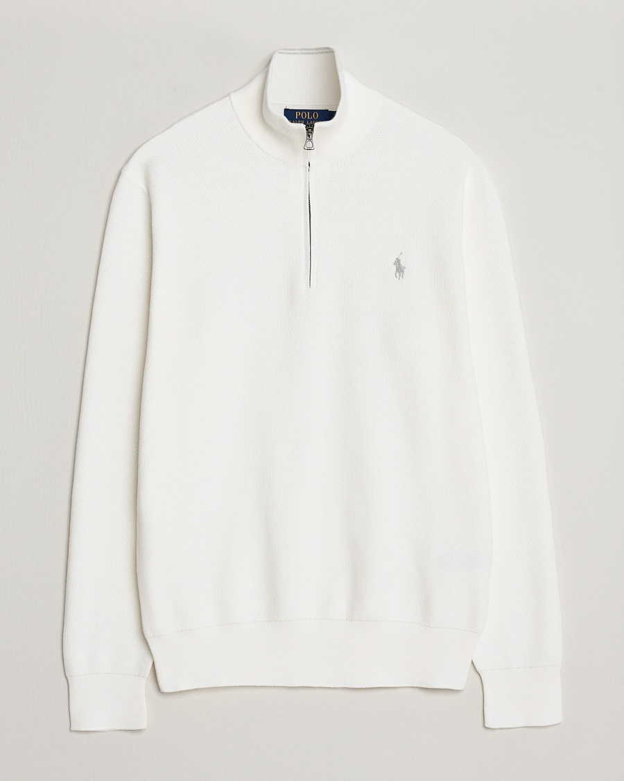 Polo Ralph Lauren Textured Half Zip Deckwash White – White
