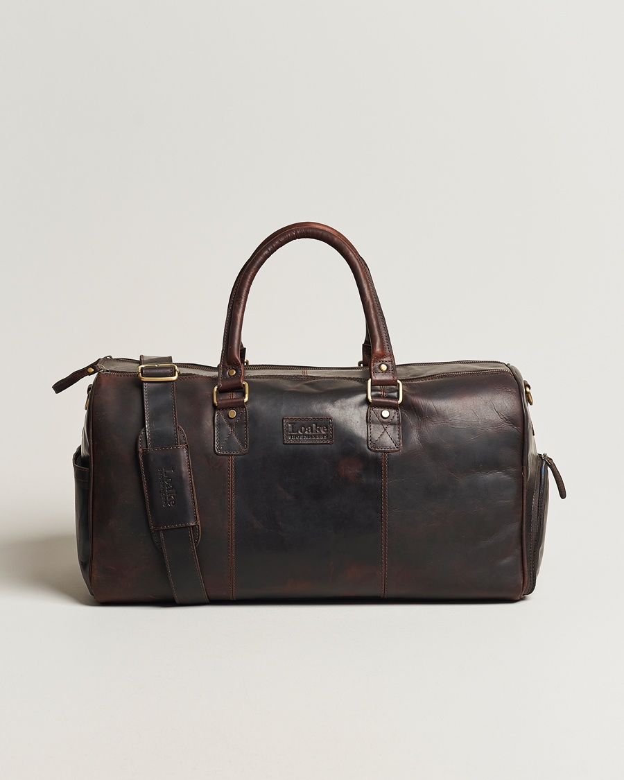 Men | Loake 1880 | Loake 1880 | Devon Leather Travel Bag Dark Brown