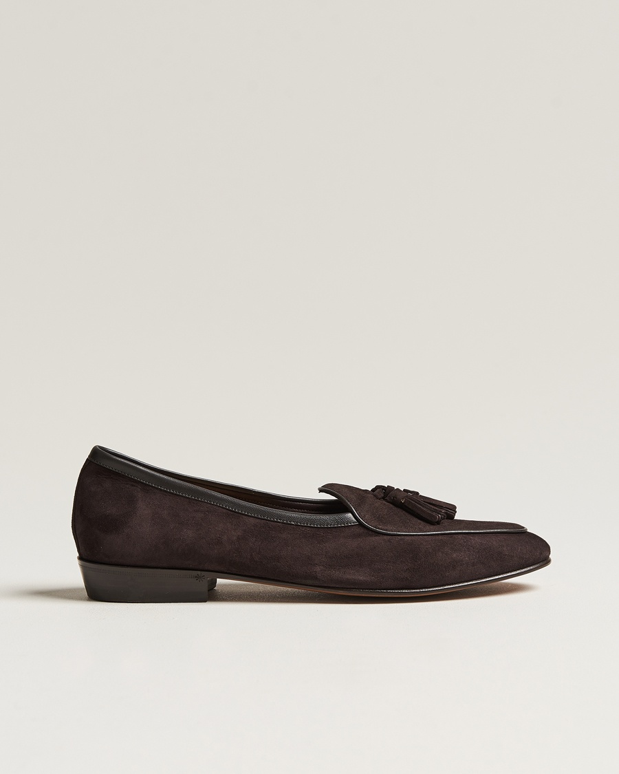 Men | Loafers | Baudoin & Lange | Sagan Classic Tassel Loafers Dark Brown Suede