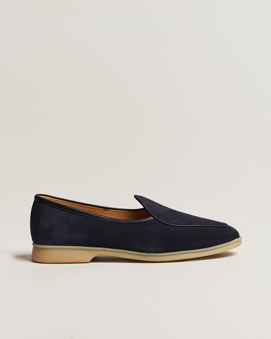 Men | Loafers | Baudoin & Lange | Stride Loafers Navy Suede