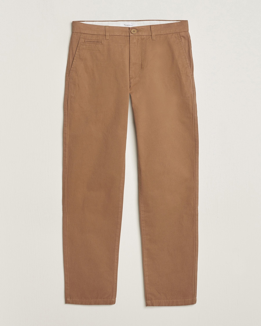 KnowledgeCotton Apparel Chuck Regular Cotton Twill Chino Tuffet – Brown