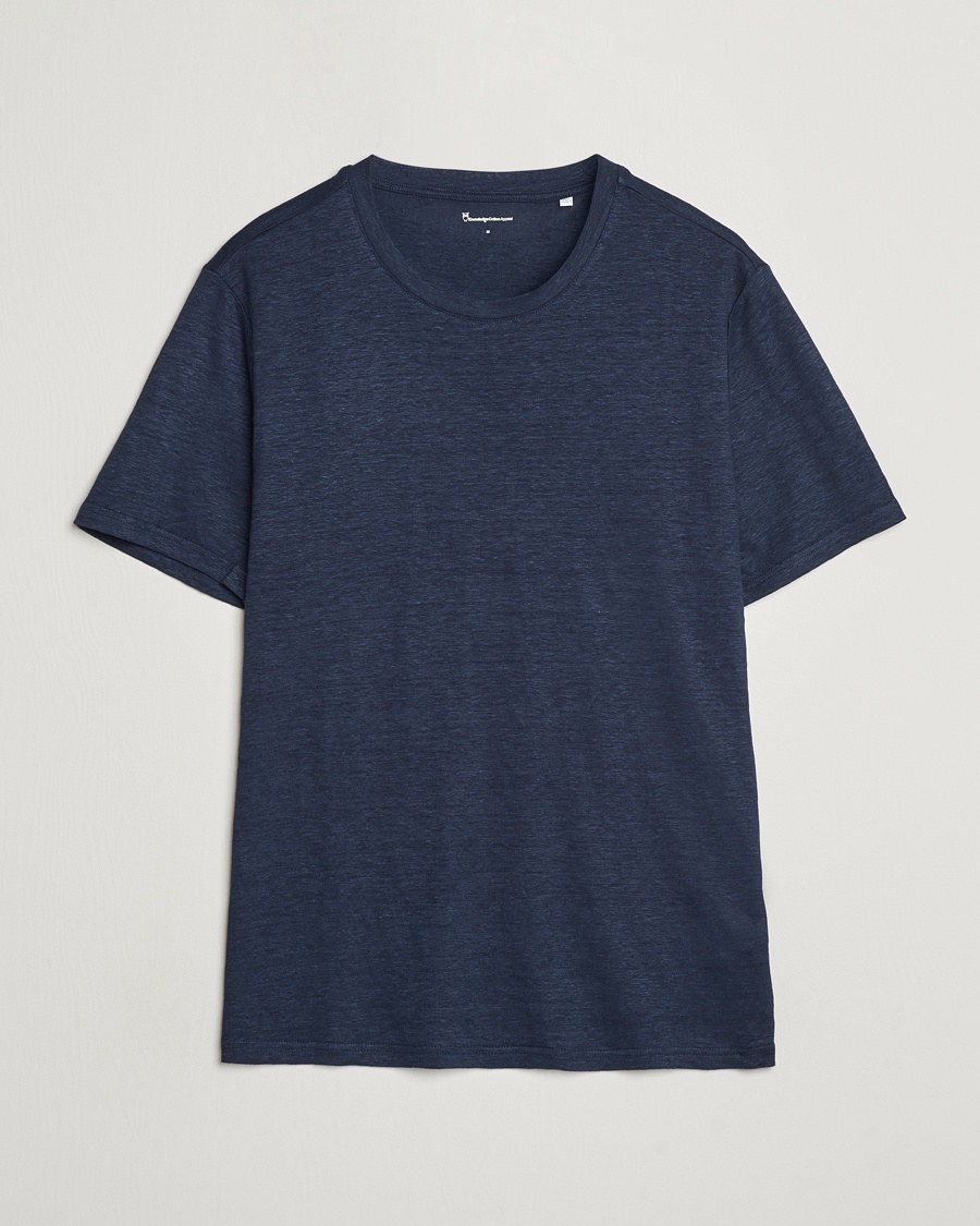 Men | T-Shirts | KnowledgeCotton Apparel | Organic Linen T-Shirt Total Eclipse