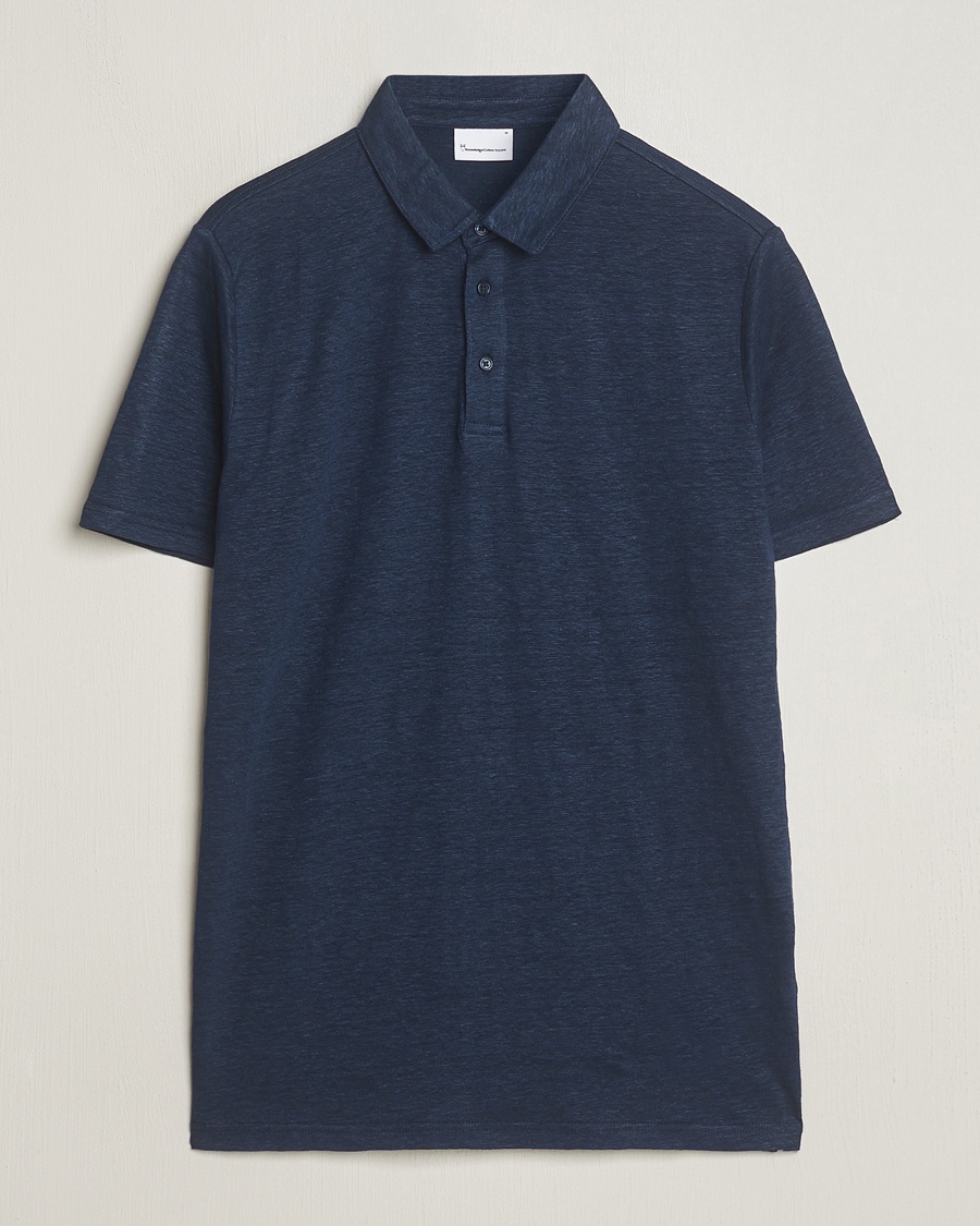 Men | Polo Shirts | KnowledgeCotton Apparel | Regular Linen Polo Total Eclipse