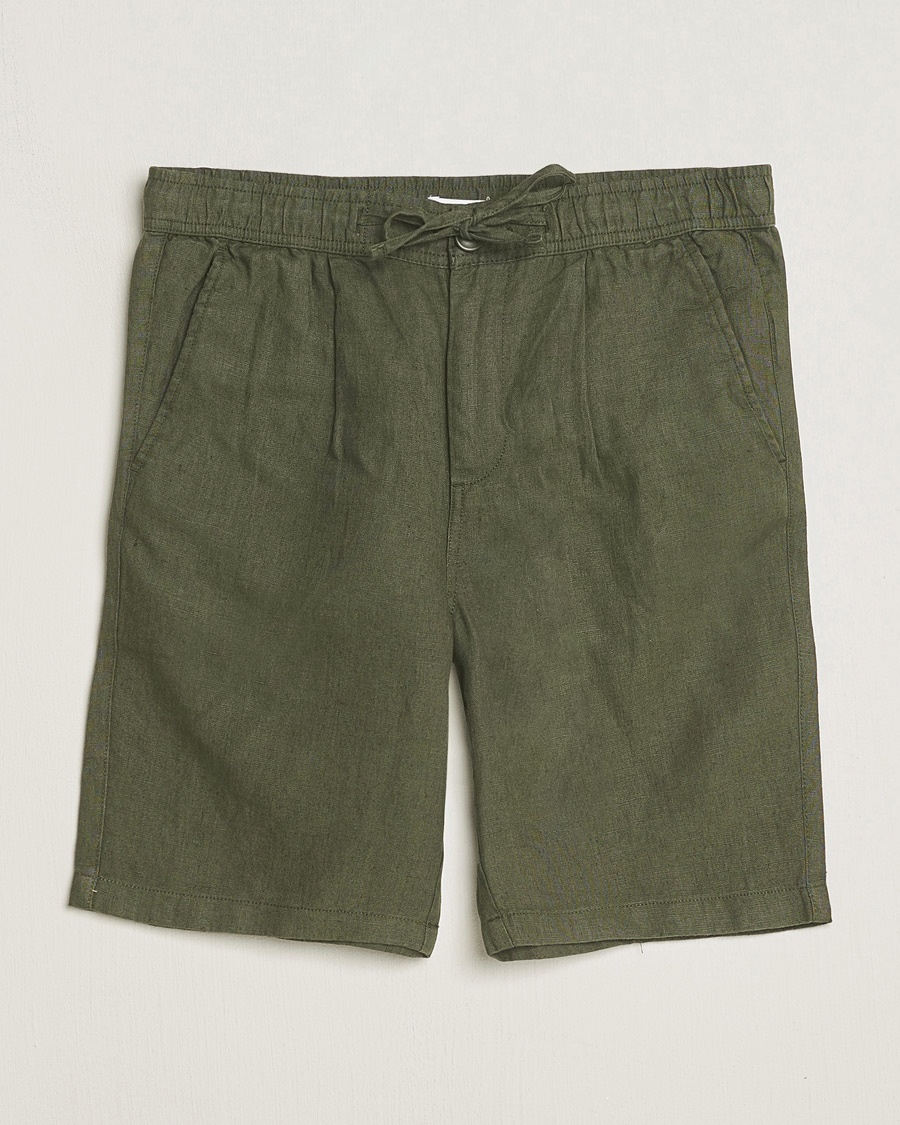 KnowledgeCotton Apparel Loose Linen Shorts Burnt Olive – Green