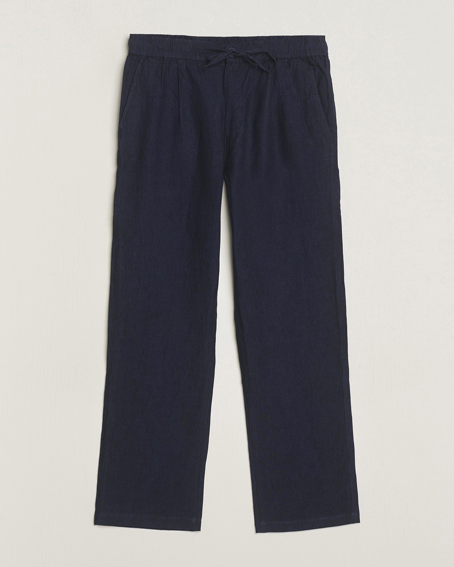 KnowledgeCotton Apparel Loose Linen Pants Total Eclipse – Blue