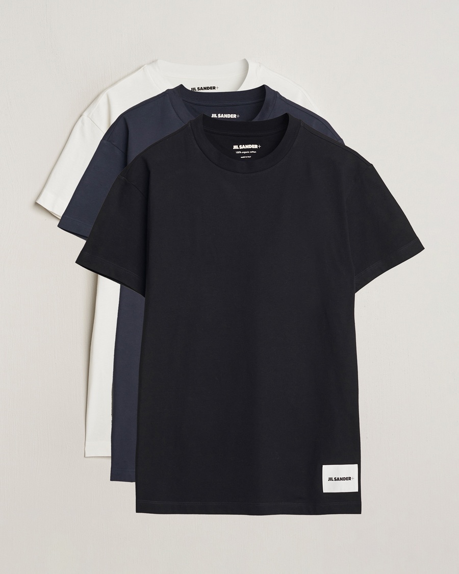 Jil Sander 3-Pack Short Sleeve T-Shirts White/Navy/Black – Black