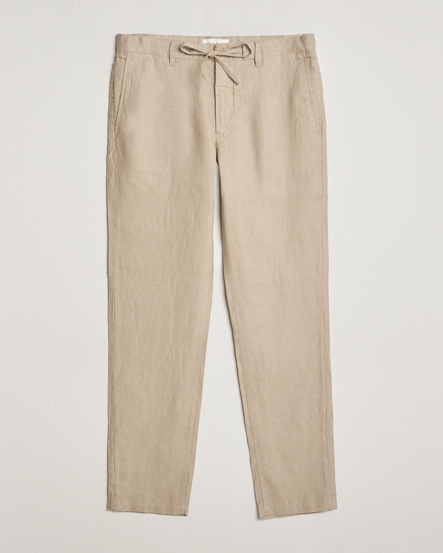 Men | Clothing | GANT | Relaxed Linen Drawstring Pants Dry Sand