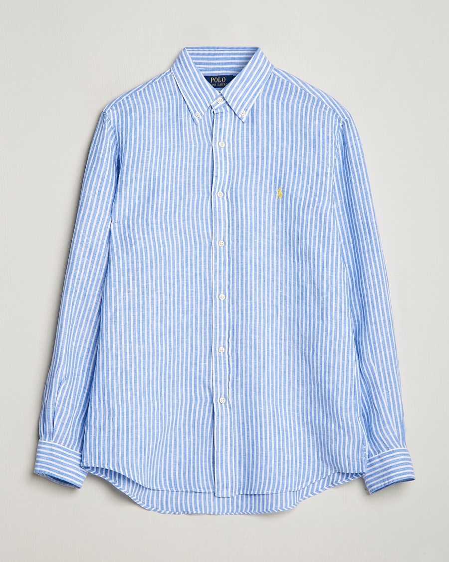 Men | Clothing | Polo Ralph Lauren | Custom Fit Striped Linen Shirt Blue/White