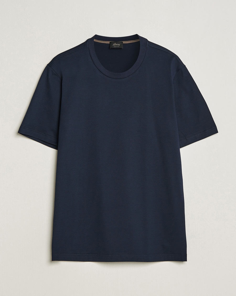 Men | Luxury Classics | Brioni | Short Sleeve Cotton T-Shirt Navy