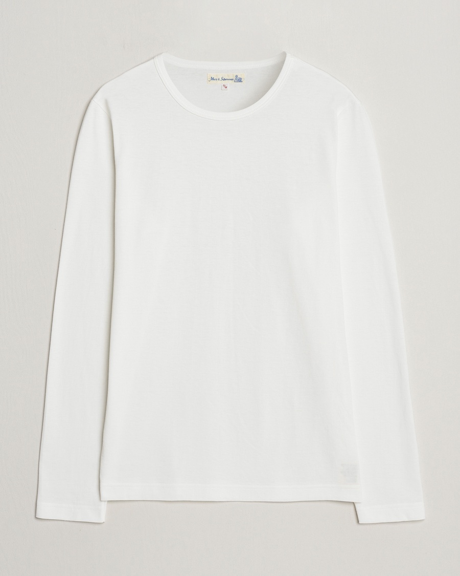 Men | Long Sleeve T-shirts | Merz b. Schwanen | 1950s Classic Loopwheeled Longsleeve T-Shirt White