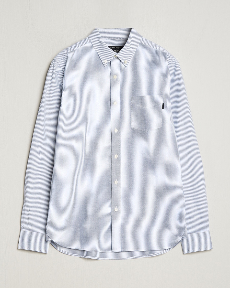  Cotton Stretch Oxford Shirt Striped Delft