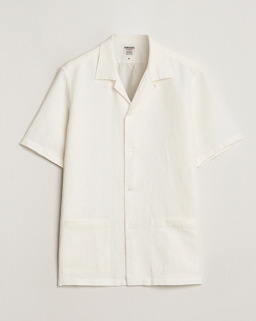 Kamakura Shirts Vintage Ivy Heavy Linen Beach Shirt White – White