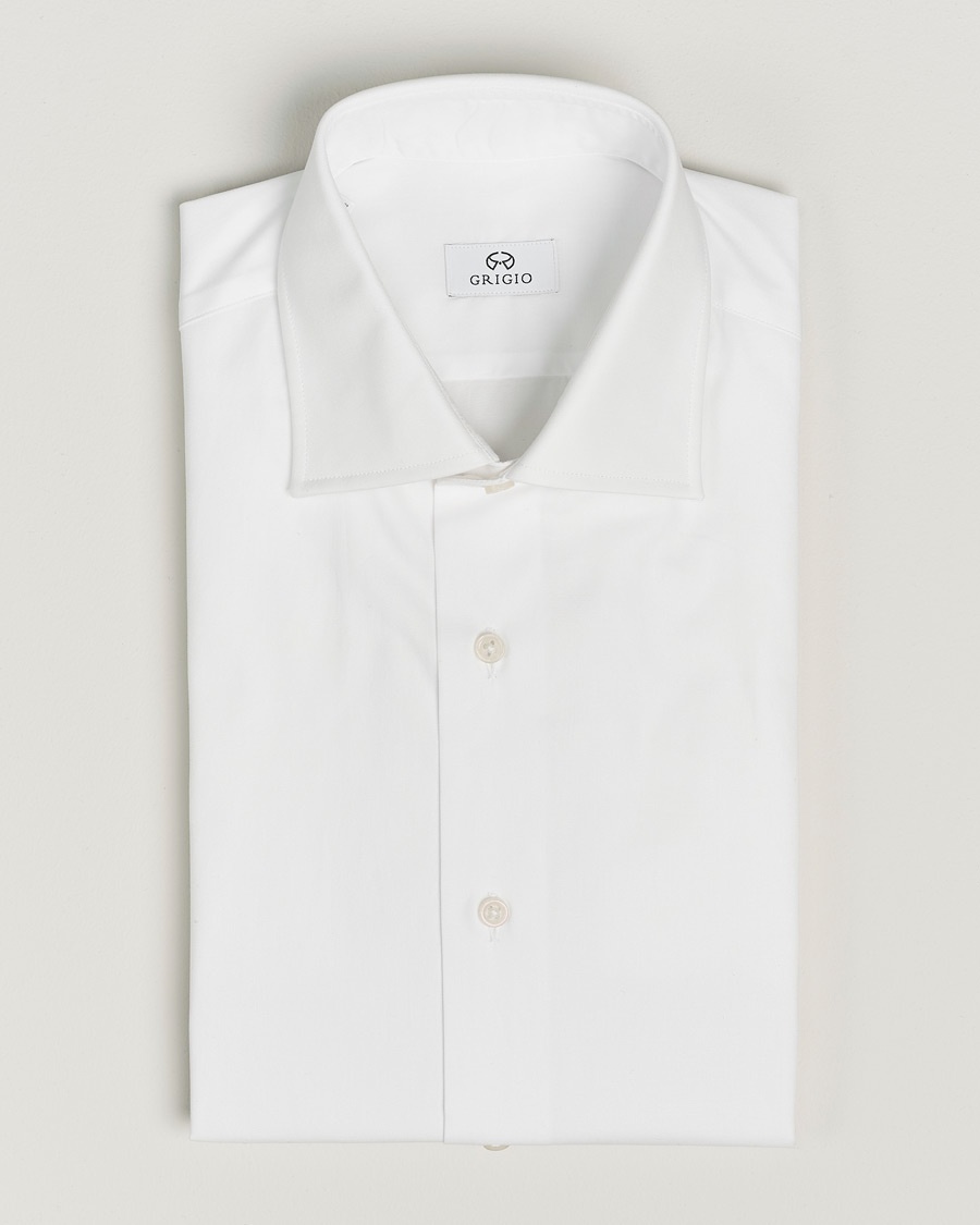 Men | | Grigio | Cotton Twill Dress Shirt White