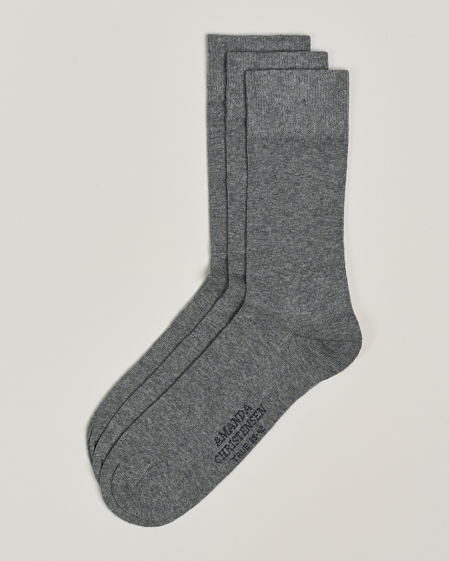 Men | Everyday Socks | Amanda Christensen | 3-Pack True Cotton Socks Grey Melange