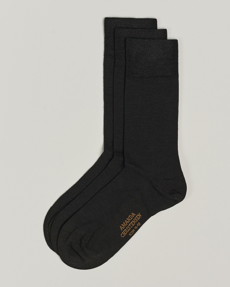 Men | Everyday Socks | Amanda Christensen | 3-Pack Icon Wool/Cotton Socks Dark Brown