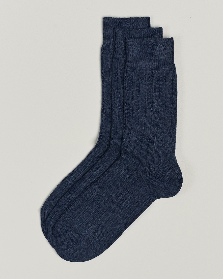 Amanda Christensen 3-Pack Supreme Wool/Cashmere Sock Dark Blue Melange – Blue