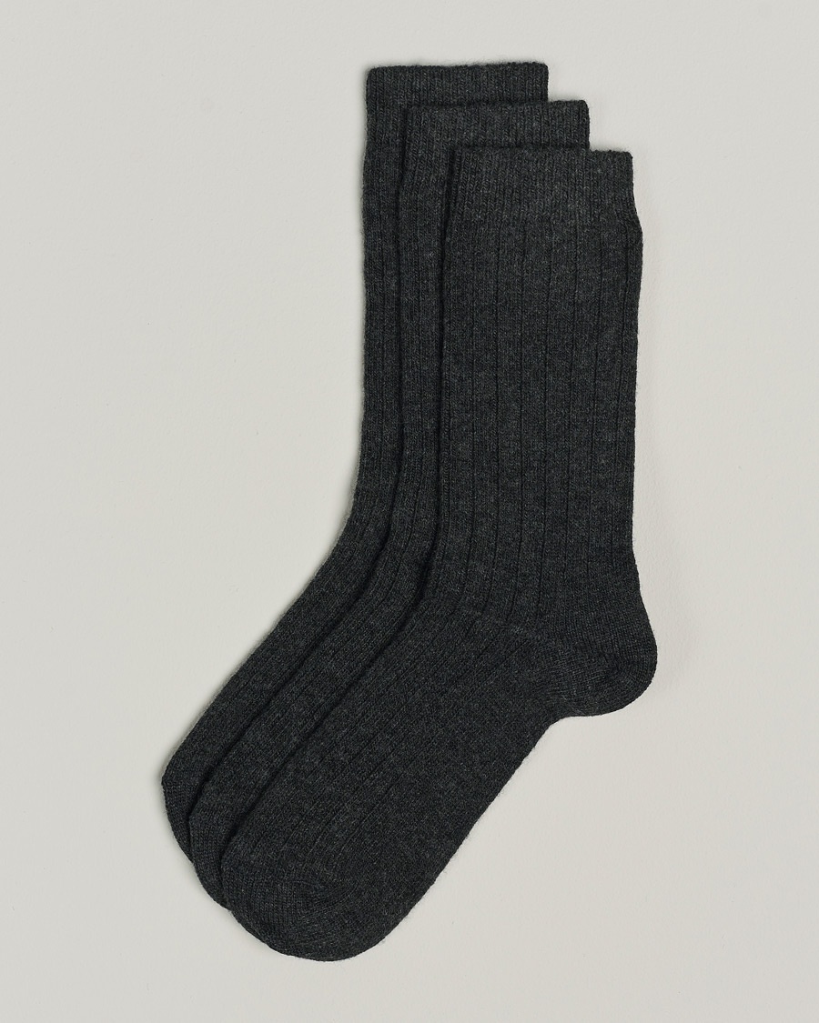 Amanda Christensen 3-Pack Supreme Wool/Cashmere Sock Antracite Melange – Grey