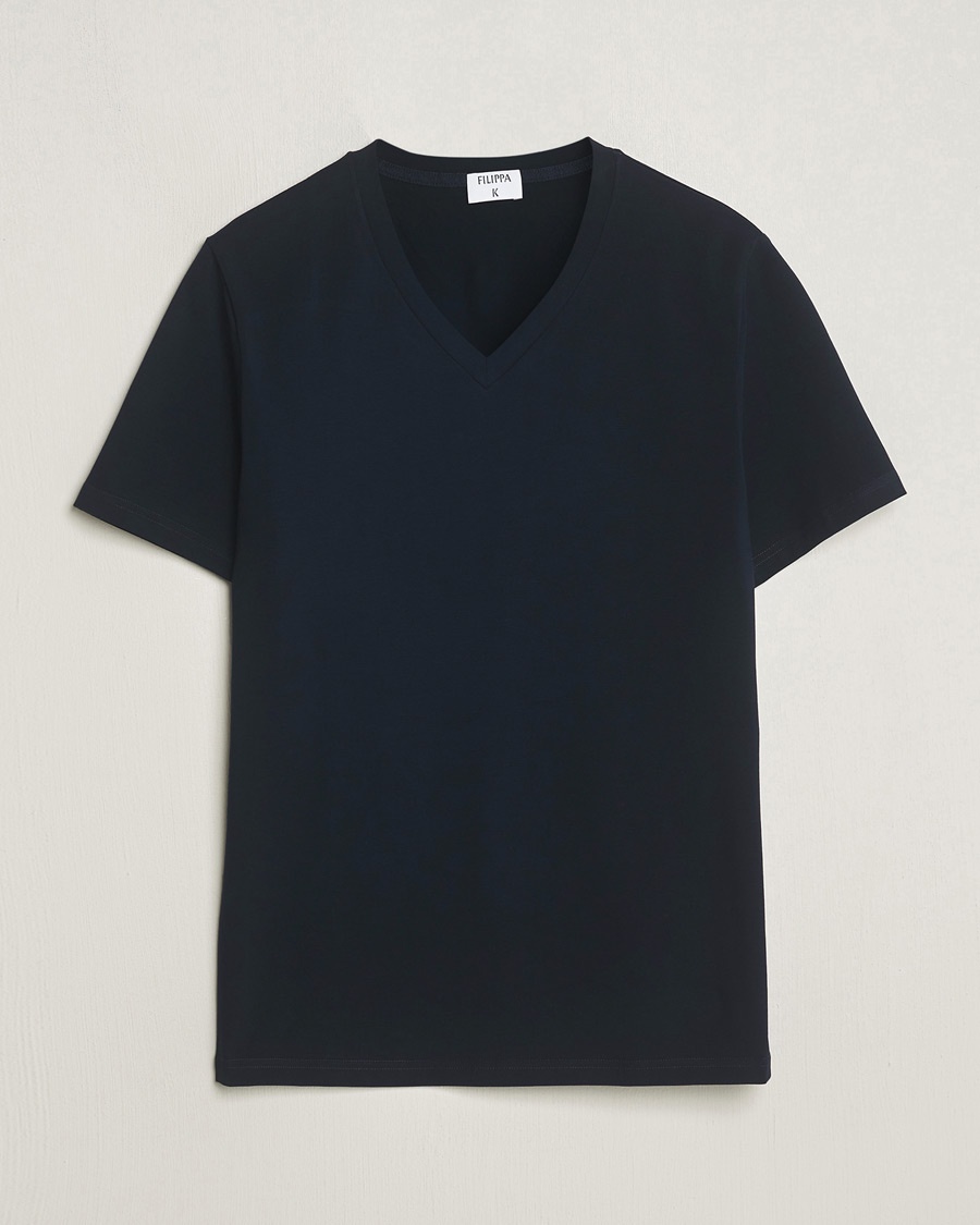 Filippa K Organic Cotton V-Neck T-Shirt Navy – Blue
