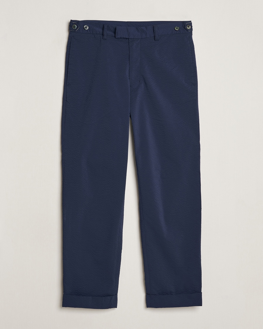 BEAMS PLUS Seersucker Ivy Trousers Navy – Blue