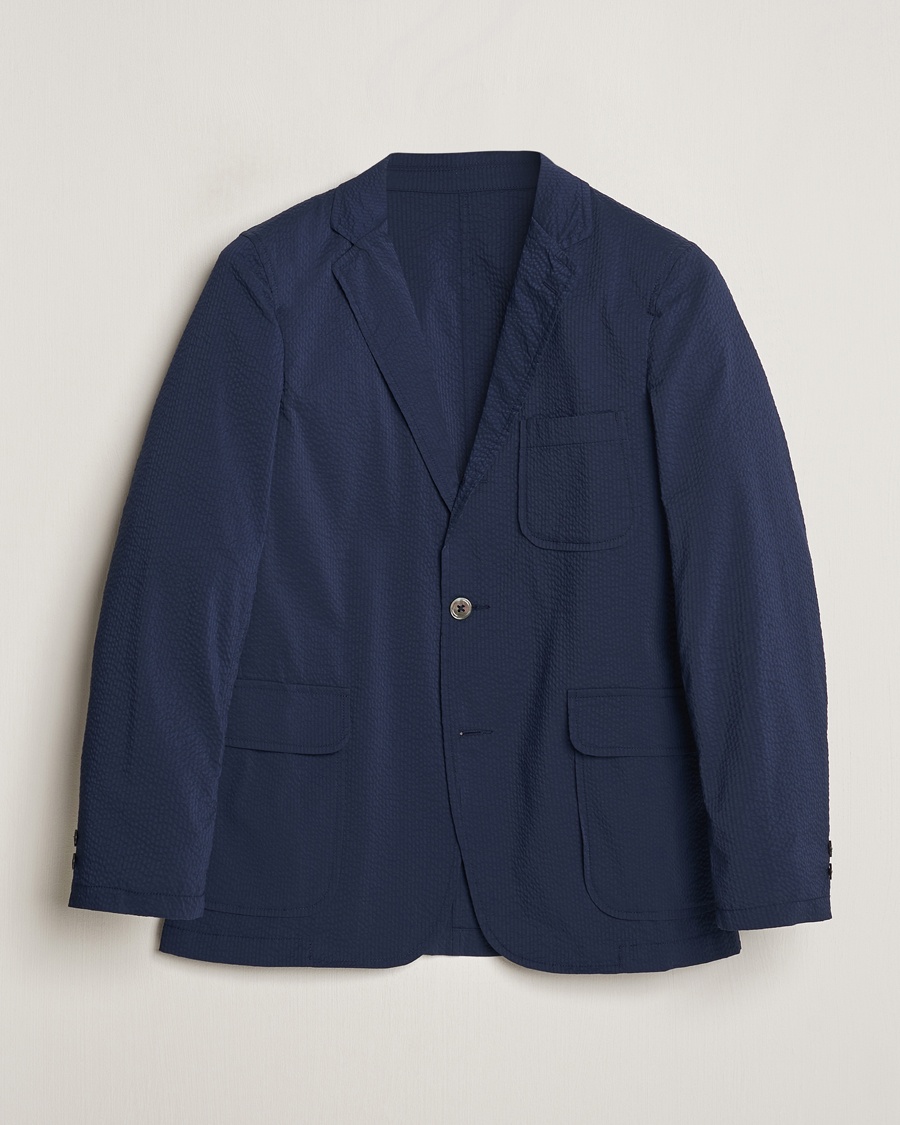 Men | Blazers | BEAMS PLUS | Seersucker Blazer Navy