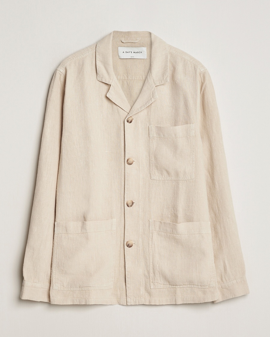 Men | A Day's March | A Day's March | Banagher Linen Overshirt Oyster