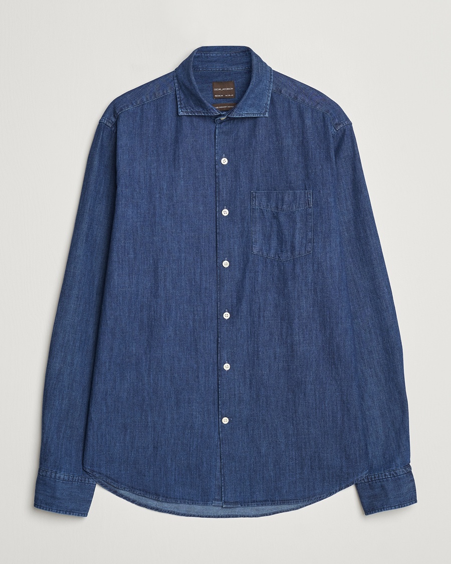 Men | Shirts | Oscar Jacobson | Reg Fit Wide Spread C Dark Indigo Midnight Blue