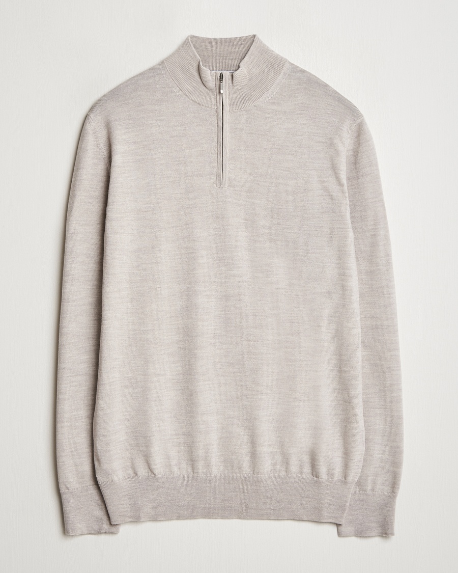 Men | Clothing | Charles Tyrwhitt | Pure Merino Zip Neck Jumper Limestone