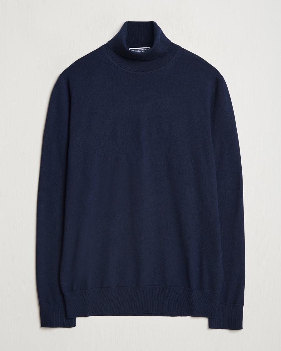 Men | Charles Tyrwhitt | Charles Tyrwhitt | Pure Merino Roll Neck Jumper Navy