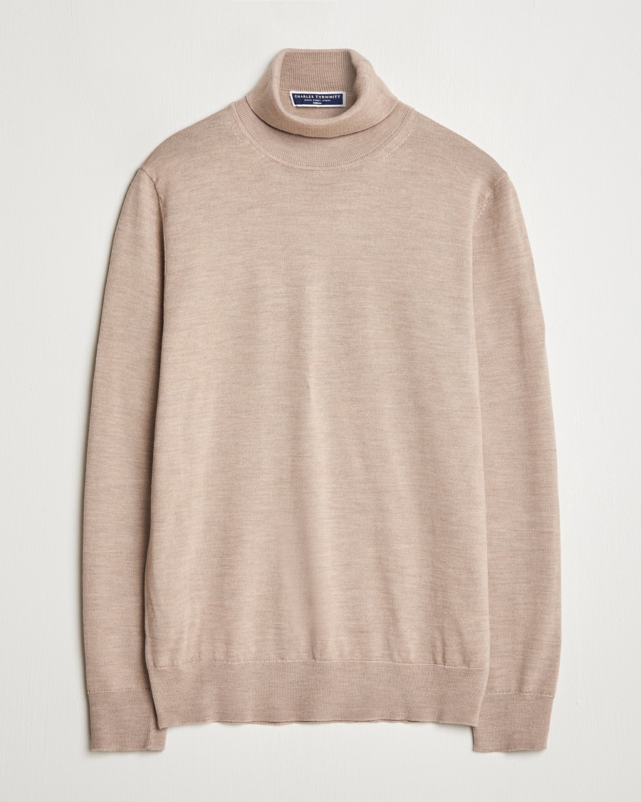 Men | Charles Tyrwhitt | Charles Tyrwhitt | Pure Merino Roll Neck Jumper Oatmeal