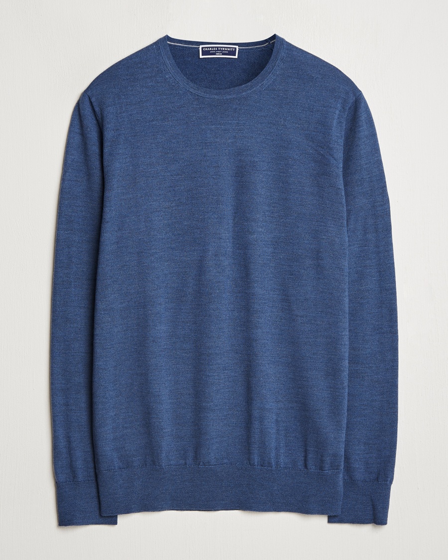 Men | Charles Tyrwhitt | Charles Tyrwhitt | Pure Merino Crew Neck Jumper Indigo Blue