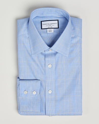 Men | Charles Tyrwhitt | Charles Tyrwhitt | Slim Fit Non Iron Prince of Wales Shirt Blue Gold