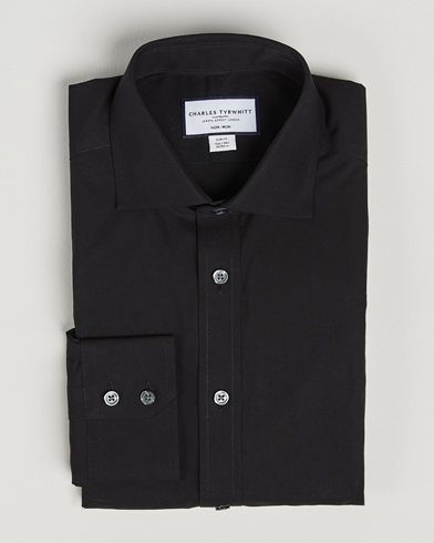 Men | Charles Tyrwhitt | Charles Tyrwhitt | Slim Fit Non Iron Poplin Cut Away Shirt Black