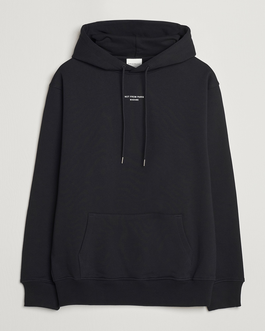 Drôle de Monsieur Classic Slogan Hoodie Black – Black