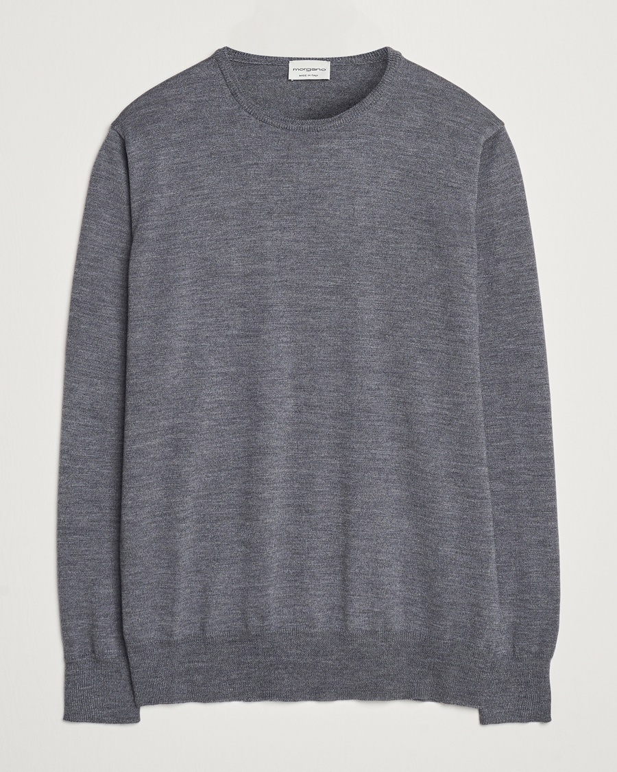 Morgano Extra Fine Merino Wool Crewneck Mid Grey – Grey