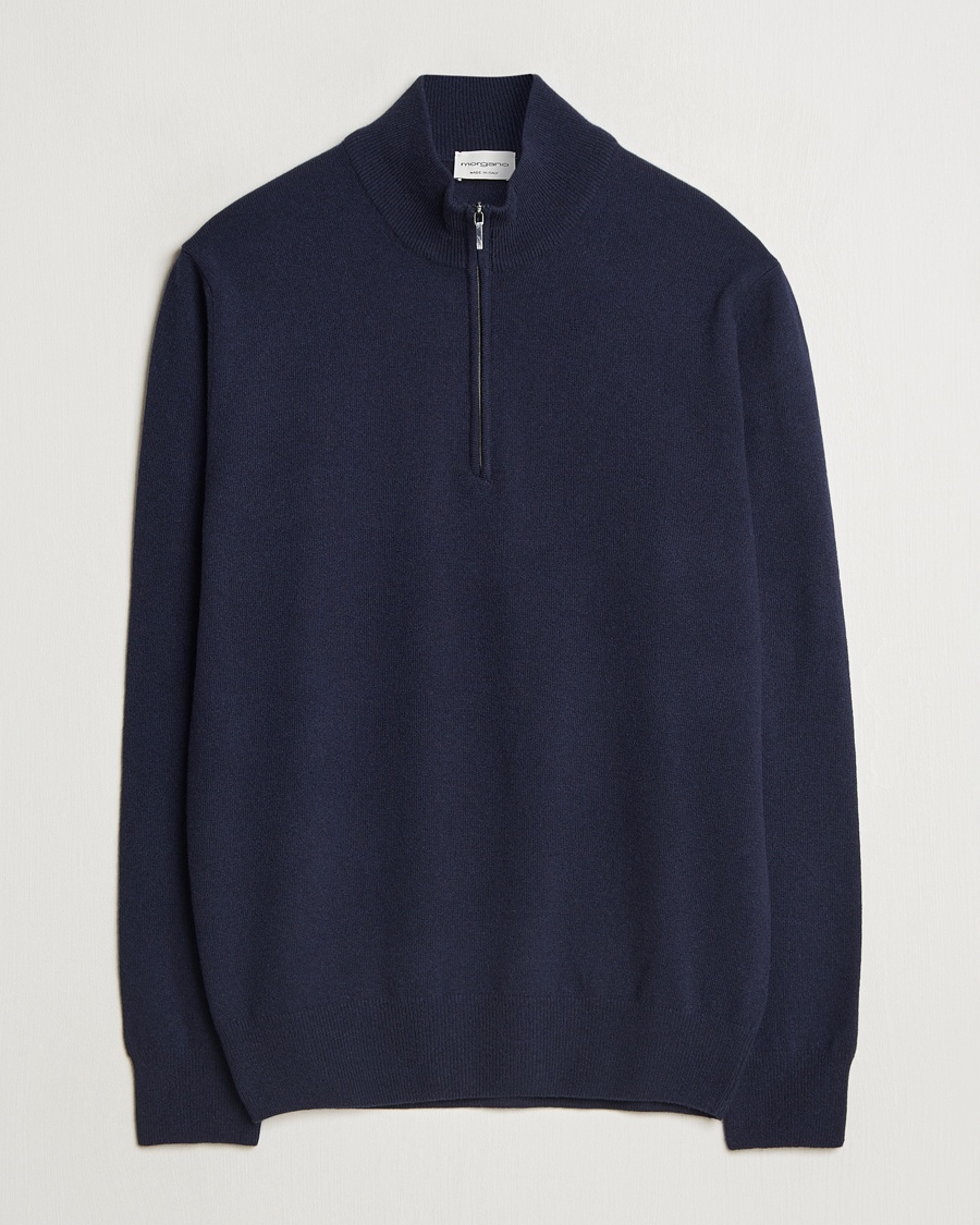Morgano Wool/Cashmere Half-Zip Navy – Blue
