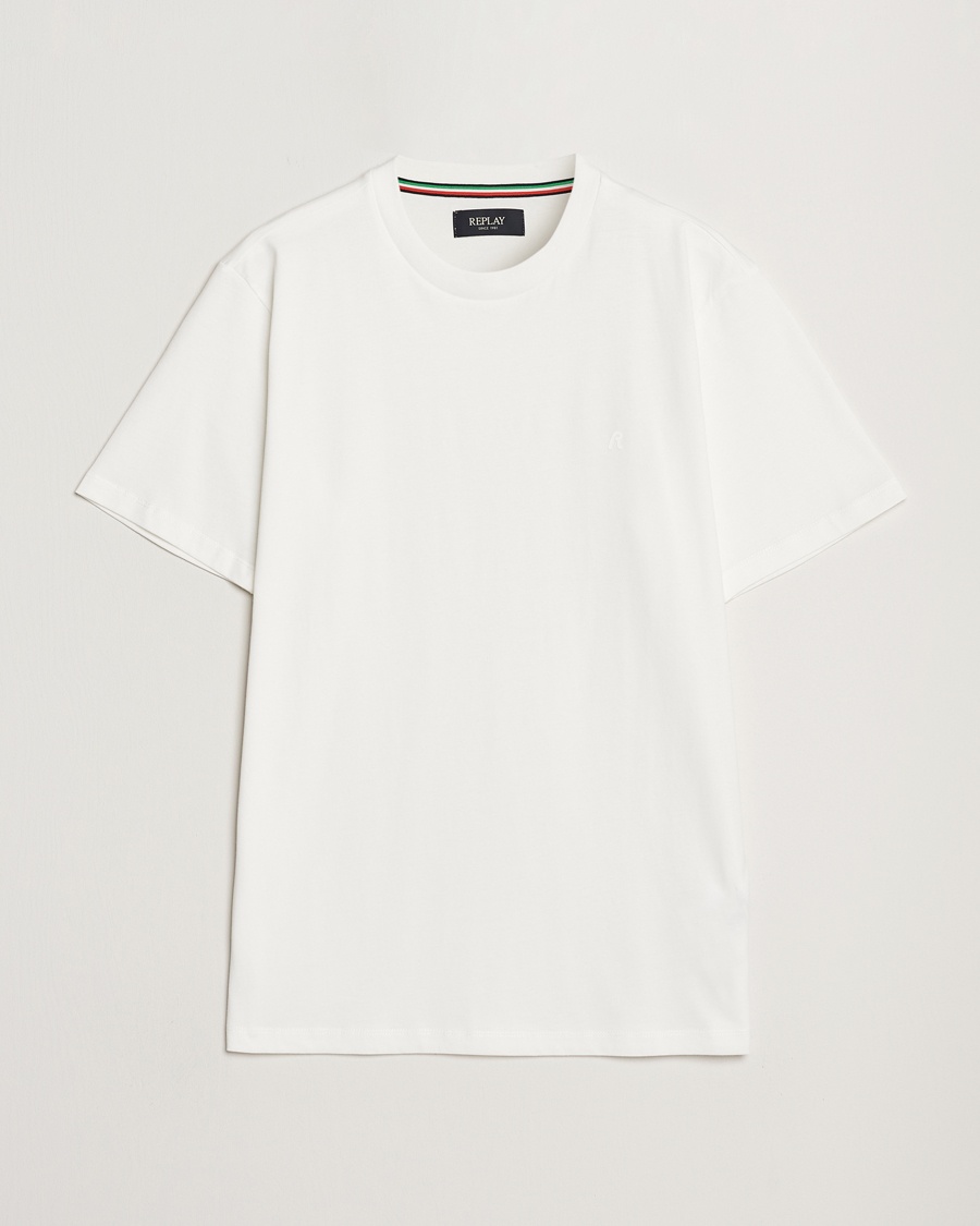 Replay Tonal Logo Crew Neck T-Shirt Off White – White