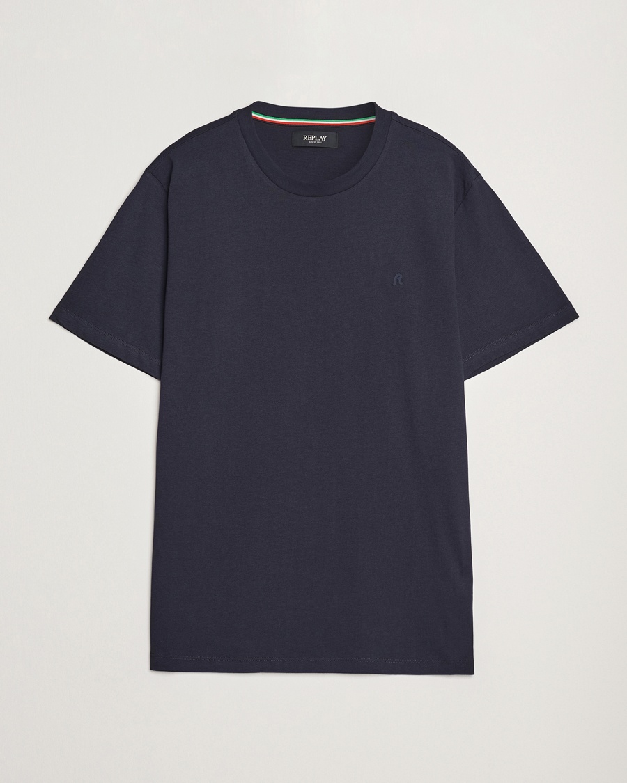 Replay Tonal Logo Crew Neck T-Shirt Navy – Blue