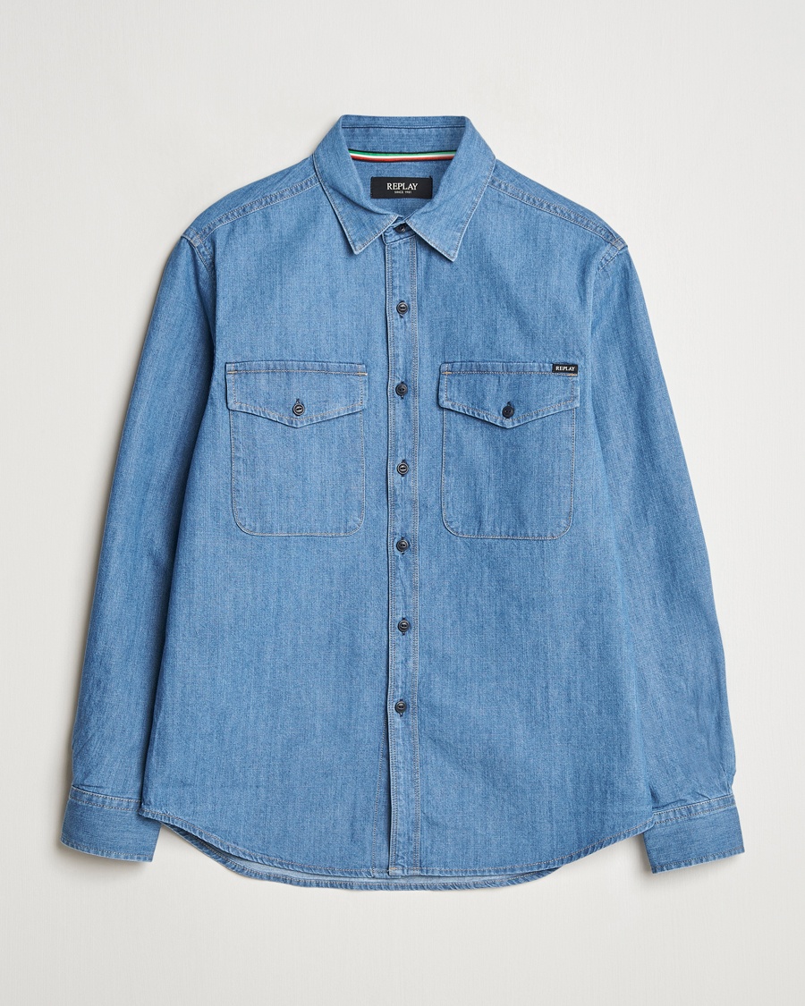Replay Denim Shirt Medium Blue – Blue