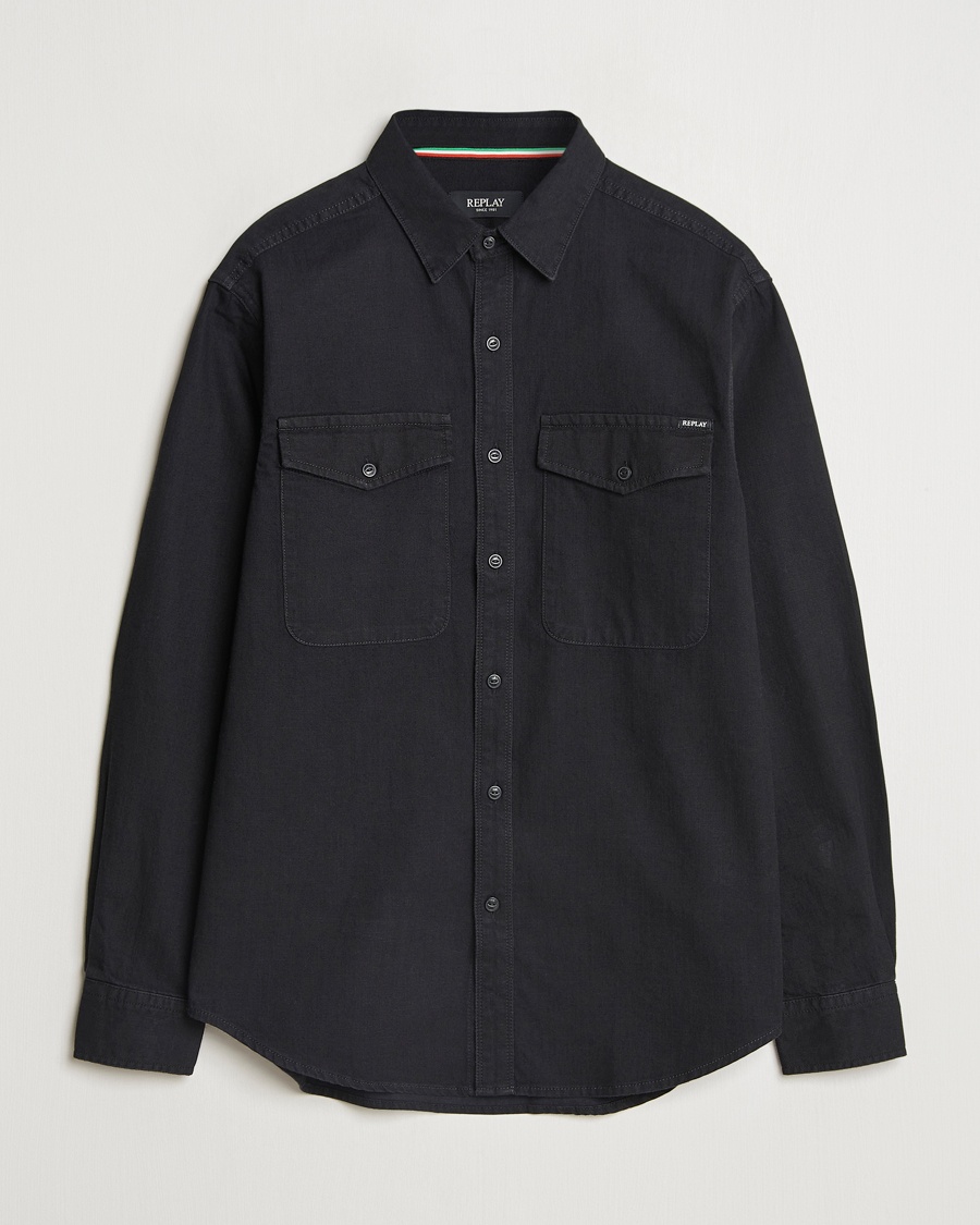 Replay Denim Shirt Washed Black – Black