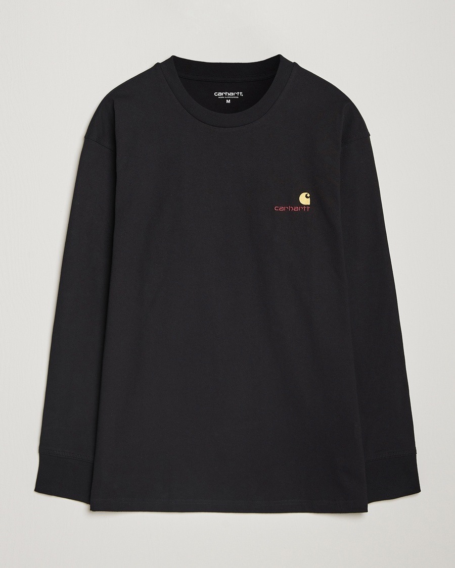 Men | Black t-shirts | Carhartt WIP | American Script Long Sleeve T-Shirt Black