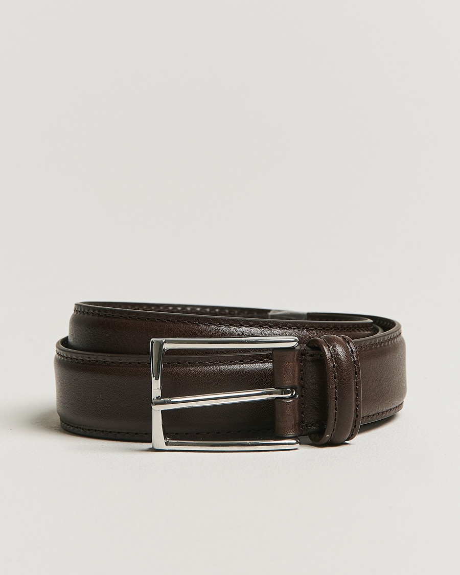 Anderson's Structure Leather Suit Belt 3 cm Dark Brown – Brown
