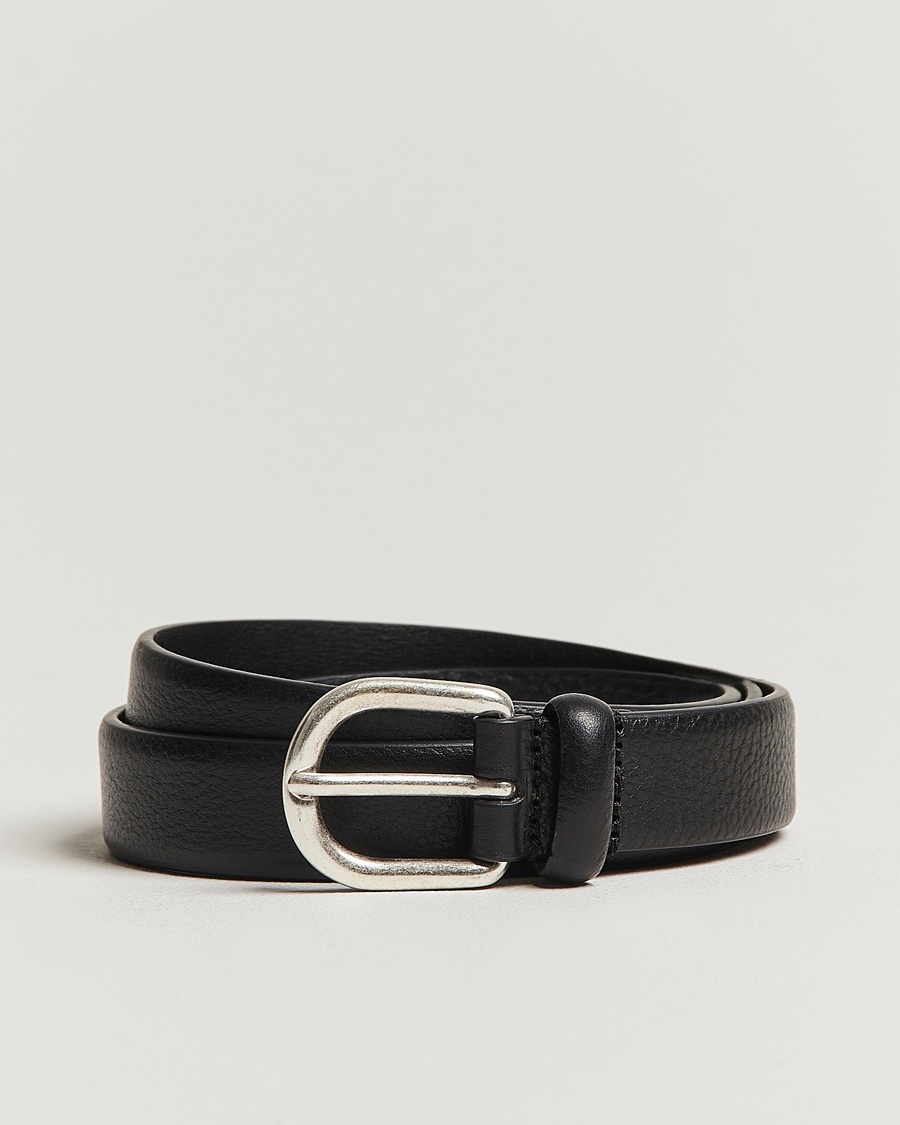 Men | Soon in stock | Anderson's | Grained Leather Belt 2,5 cm Black