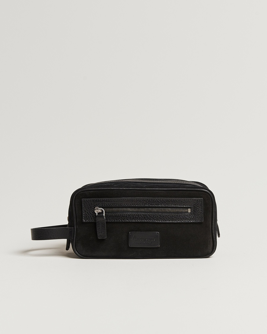 Men | Bags | Anderson's | Suede Washbag Black