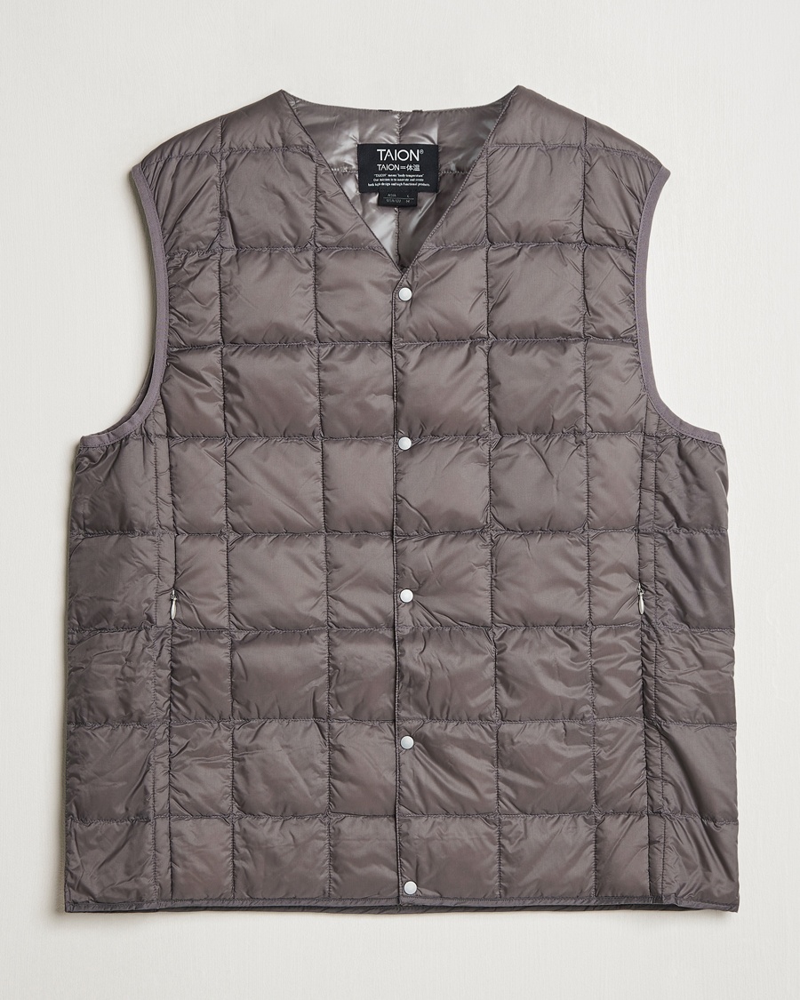 TAION V-Neck Lightweight Down Vest Gray – Grey