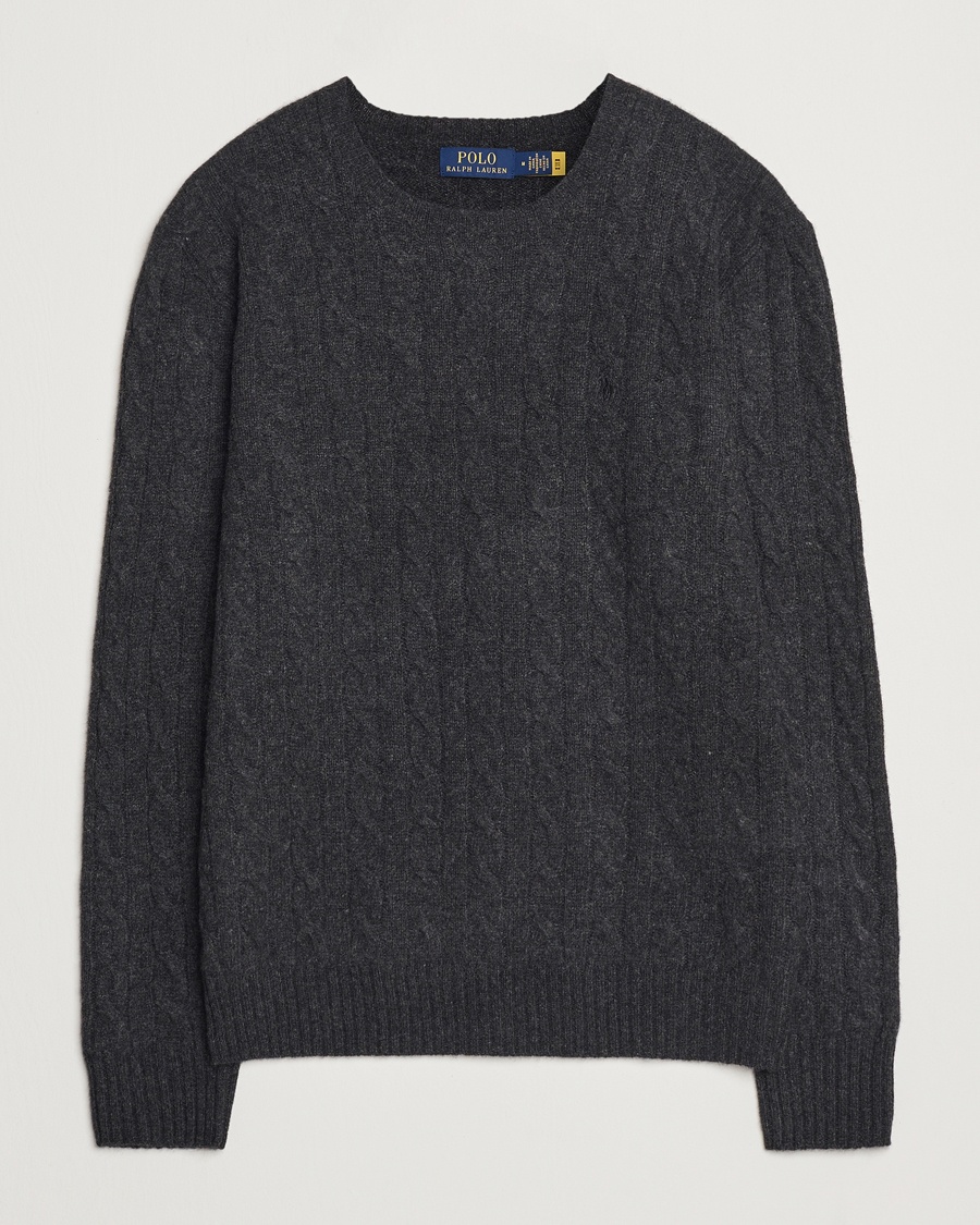 Polo Ralph Lauren Wool/Cashmere Cable Crew Neck Dark Granite Heather – Grey