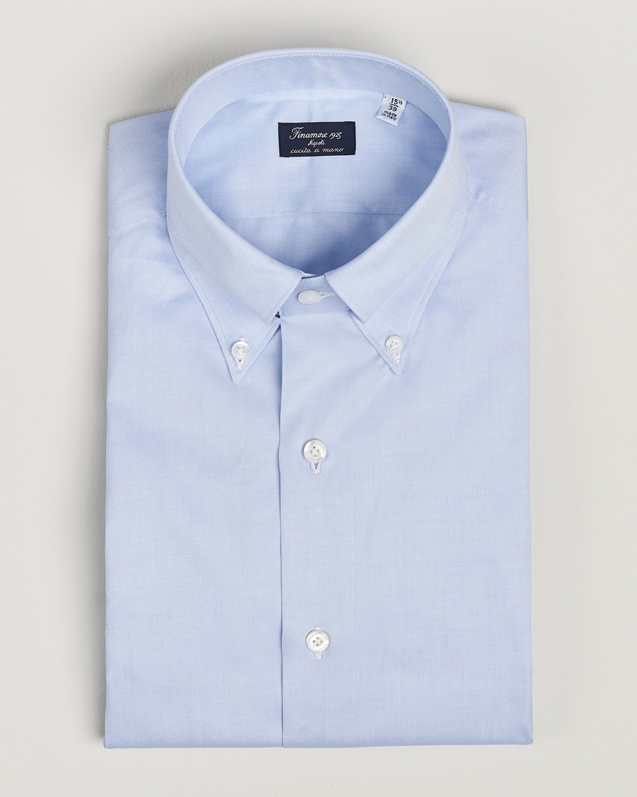 Finamore Napoli Milano Slim Oxford Button Down Shirt Light Blue – Blue