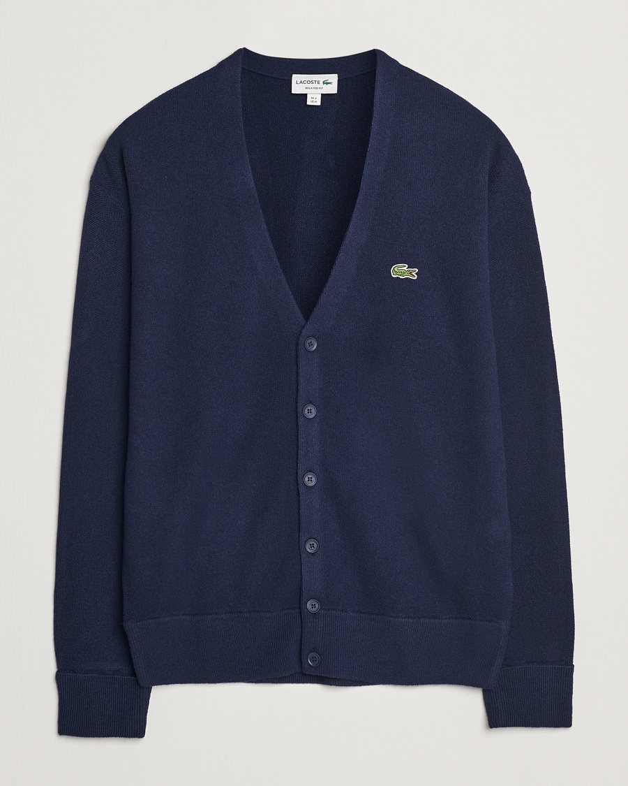 Lacoste Carded Wool Cardigan Navy – Blue