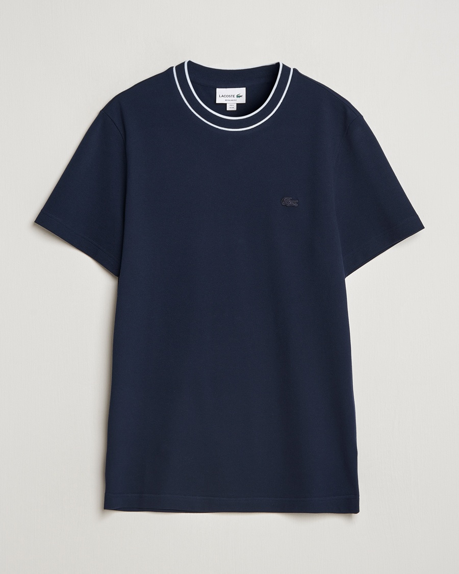 Lacoste Contrast Rib Piqué T-Shirt Navy Blue – Blue